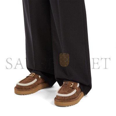 FENDI APRES CHIC BROWN FF SUEDE AND SHEARLING SABOTS 8R8777ASA1F0C23